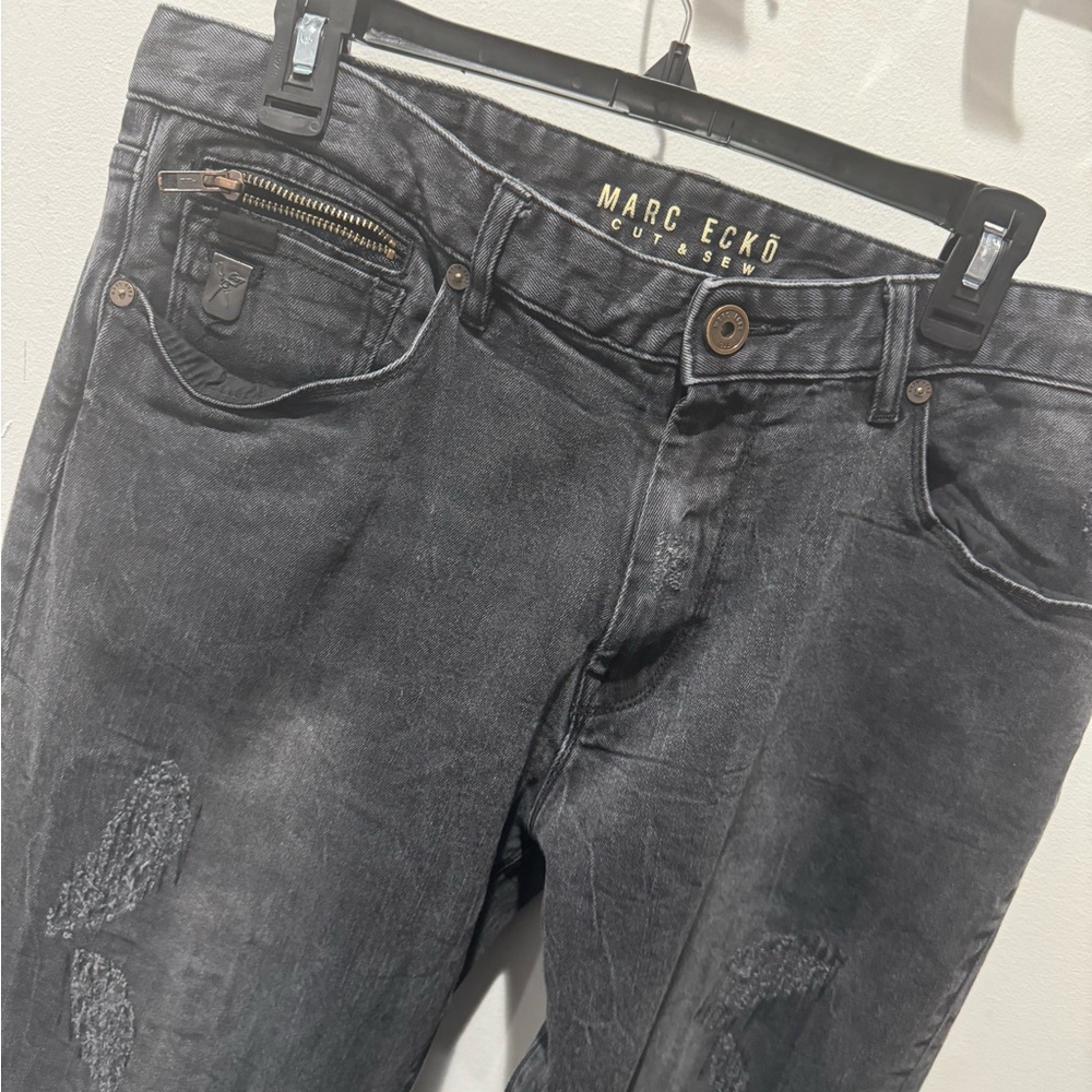Men’s Black Distressed Marc Ecko Jeans Cut & Sew - Picture 11 of 13